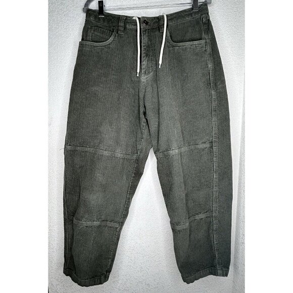 Monet Skateboard Pants Mens 28 Baggy Green Corduroy Cropped Carpenter Flaws - Picture 1 of 16